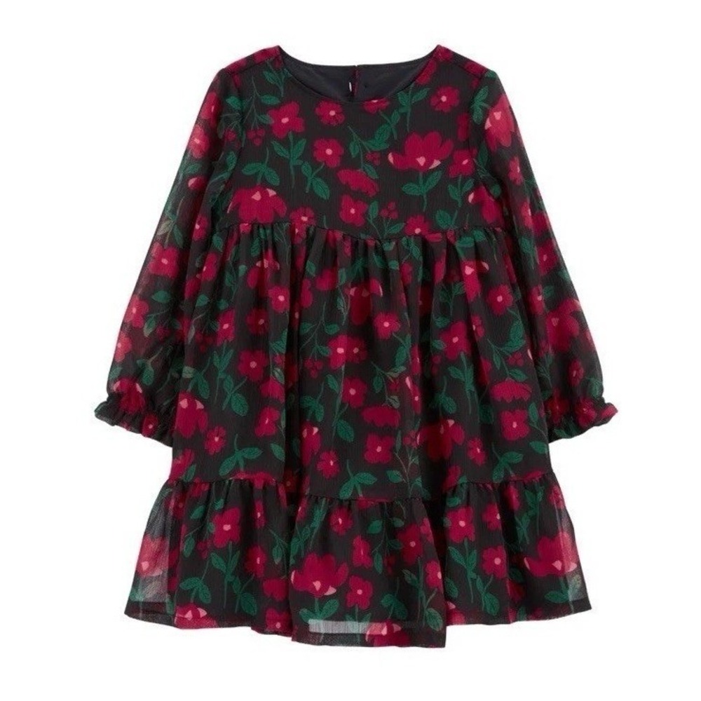 Carter's Child of Mine-Black Floral/Rose Long Sleeve Dress 4T Valentine's Day